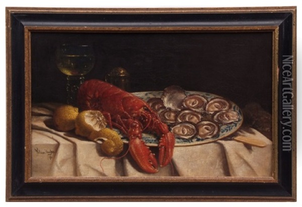 Still Life Study Of Lobster Oil Painting - William Hughes