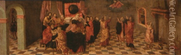 L'apparizione Di Cristo Alla Vergine E Agli Apostoli Oil Painting - Niccolo (Ursino Veronensis) Giolfino the Younger