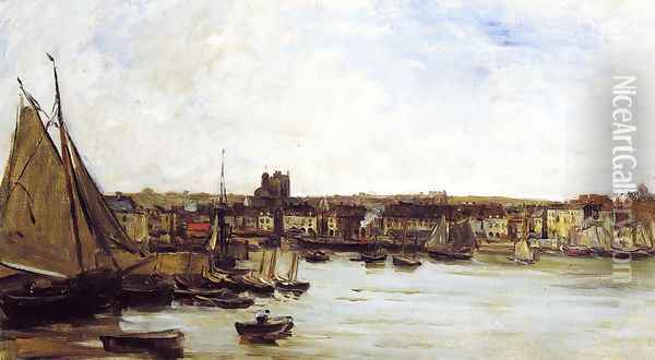 The Port of Dieppe Oil Painting - Charles-Francois Daubigny
