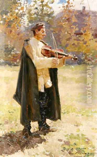 Soldier Violinist Oil Painting - Nikolaj Alekseevich Kasatkin
