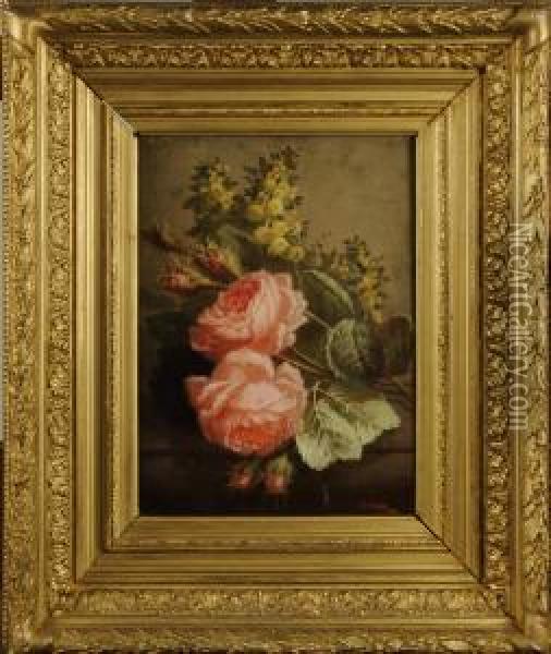 Nature Morte Aux Roses Oil Painting - Henri Robbe