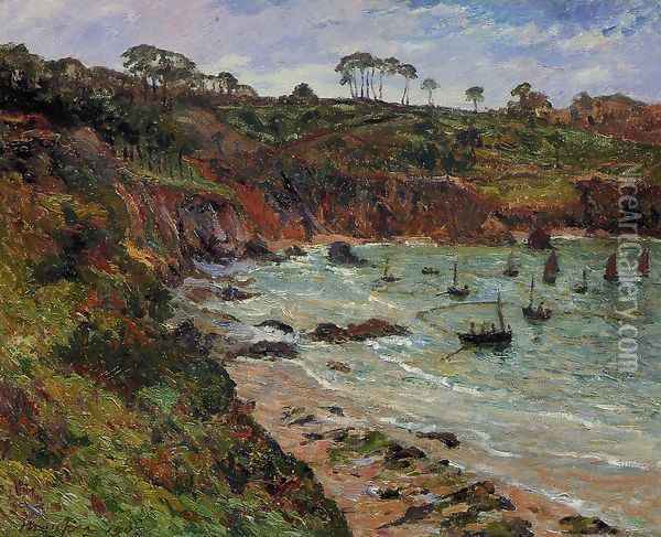 Fishing for sprats in Winter at Douarnenez Oil Painting - Maxime Maufra