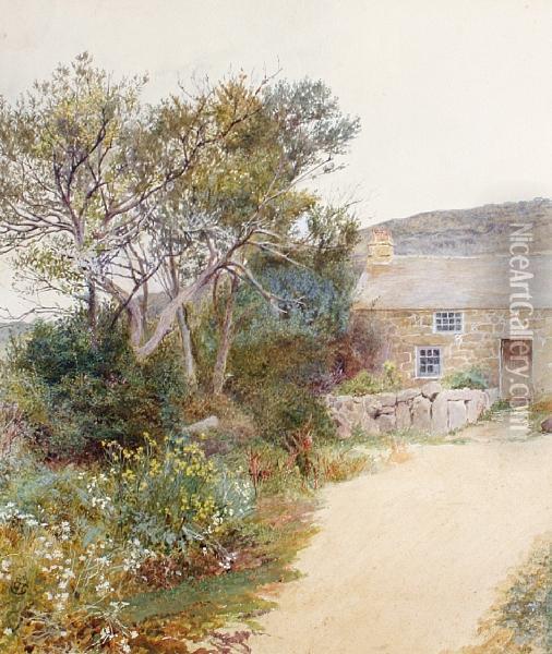Upland Cottage Oil Painting - Charles Green