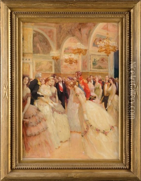 Un Bal Au Chateau De Fontainebleau Oil Painting - Auguste Francois (Marie) Gorguet