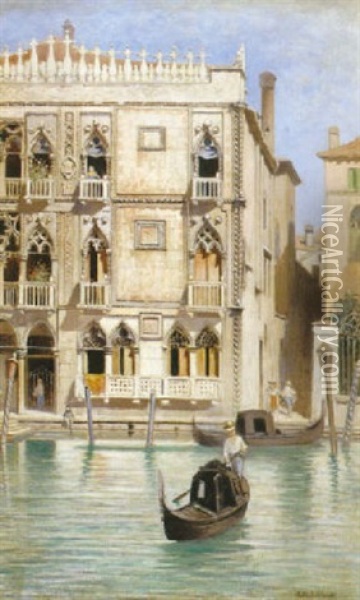 Kanalmotiv, Venedig Oil Painting - Frans Wilhelm Odelmark