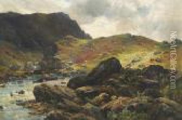 The Shepherd's Craig On The Lledr Oil Painting - Alfred de Breanski