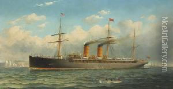 The Cunard Liner 
R.m.s. Umbria Oil Painting - Fred Pansing