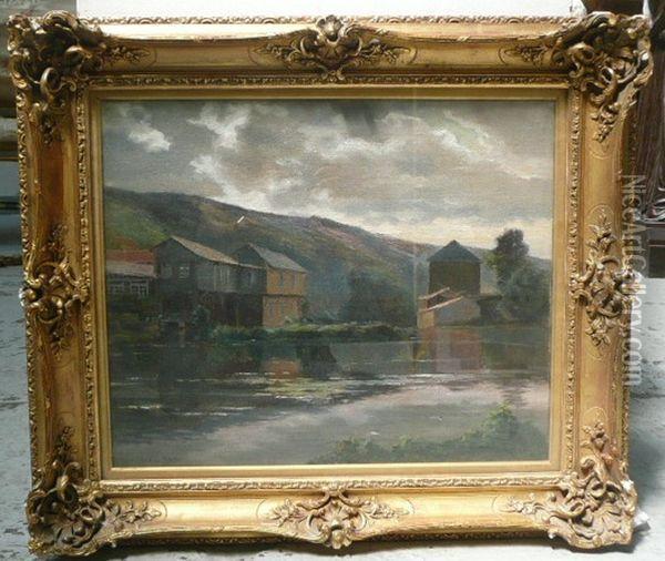Bords De Marne. Oil Painting - Arthur Gue