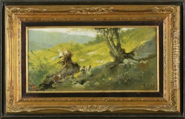 Bauernpaar Auf Einem Feldweg Oil Painting - Emilio Magistretti