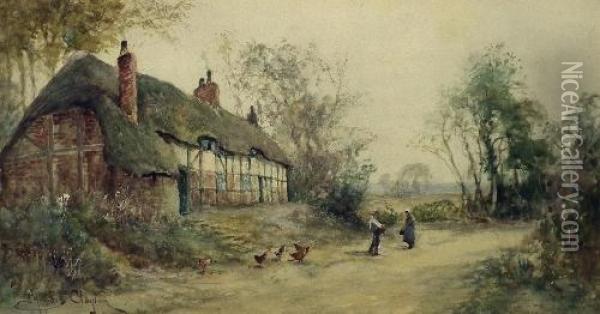 Country Cottage View Oil Painting - Joseph Hughes Clayton