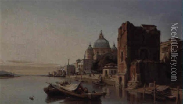 Vue De L'eglise Santa Maria Della Salute A Venise Oil Painting - Francois Antoine Bossuet