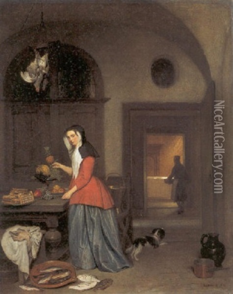 Voor Het Feestmaal Oil Painting - Hubertus van Hove