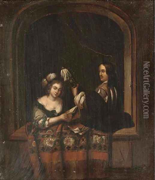A music recital at a casement Oil Painting - Willem van Mieris