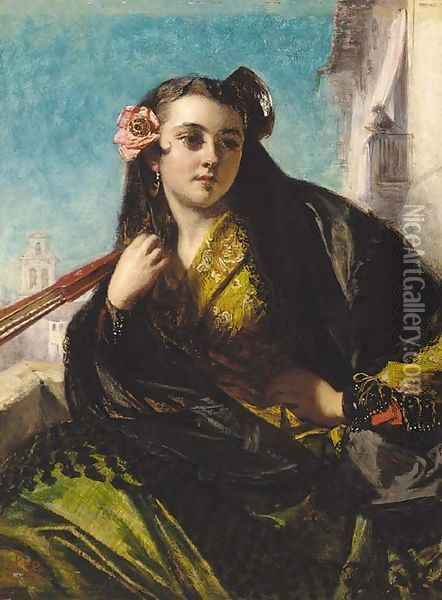 Dona Dolores de Sevilla Oil Painting - John Phillip