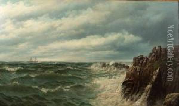 A Rocky Coast Oil Painting - David James
