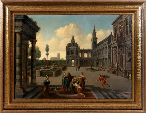 Antique Oil Painting - Dirck Van Delen