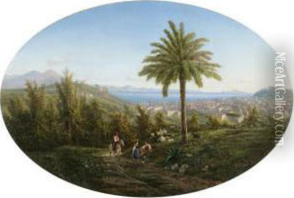 View Of Naples Oil Painting - Achille Solari