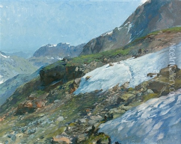 Schneefeld In Den Alpen Oil Painting - Edward Theodore Compton