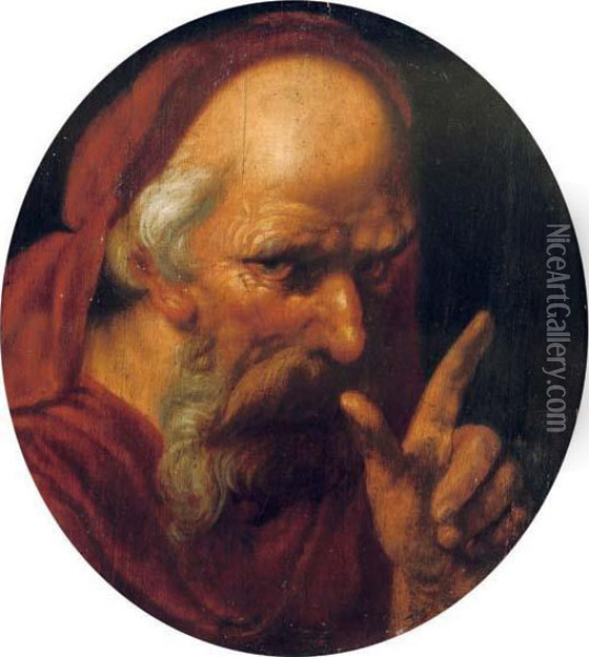 A 'tronie' Of A Bearded Old Man, Possibly Saint Jerome Oil Painting - Hendrick Goltzius