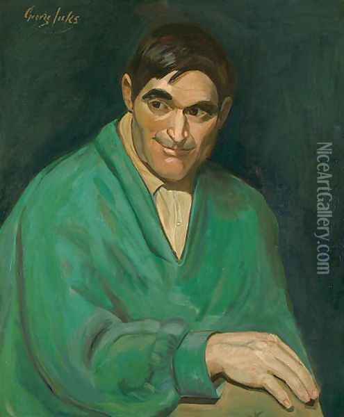 Man in a Green Sweater Oil Painting - George Luks