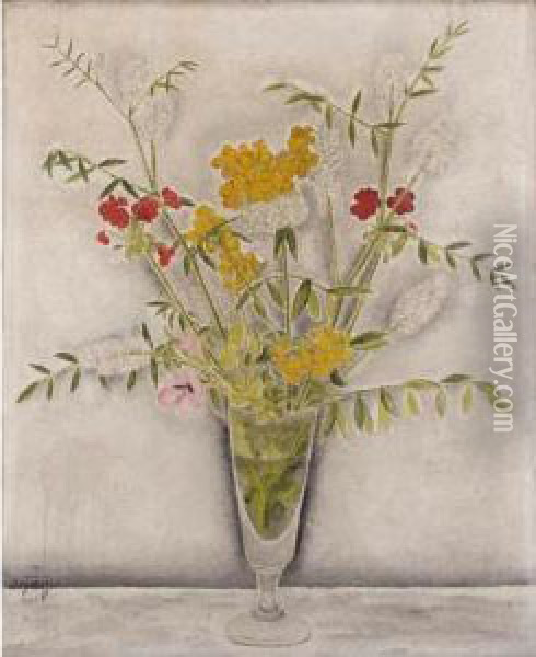 Bouquet Of Flowers Oil Painting - Sei Koyanagui