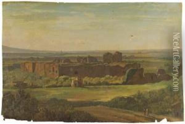 Les Termes De Caracalla Oil Painting - Simon-Joseph-Alexandre-Clement Denis