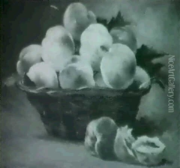 Basket Of Peaches Oil Painting - Arthur Beckwith