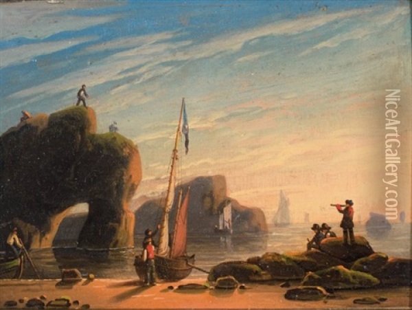Smugglers On The Lookout Oil Painting - Robert Salmon