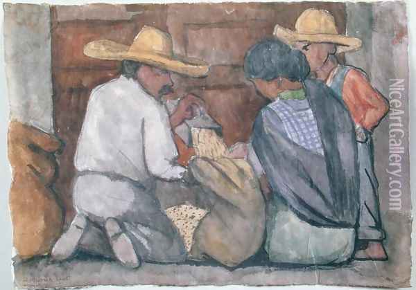 Grain Collectors, 1934 Oil Painting - Diego Rivera