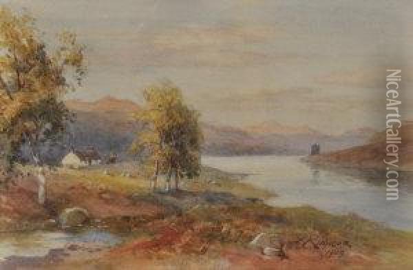 A West Highland Loch Landscape Oil Painting - James Scott Kinnear