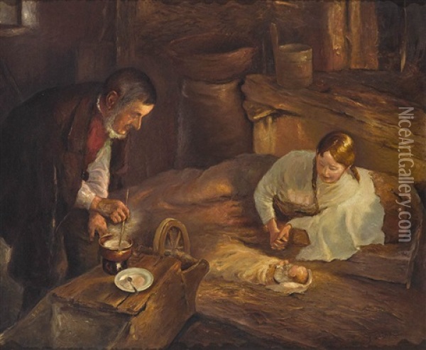 In Der Heiligen Nacht Oil Painting - Fritz von Uhde
