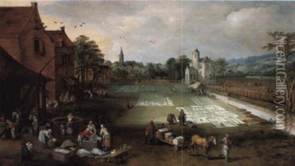 A Bleaching Ground Oil Painting - Joos de Momper the Younger