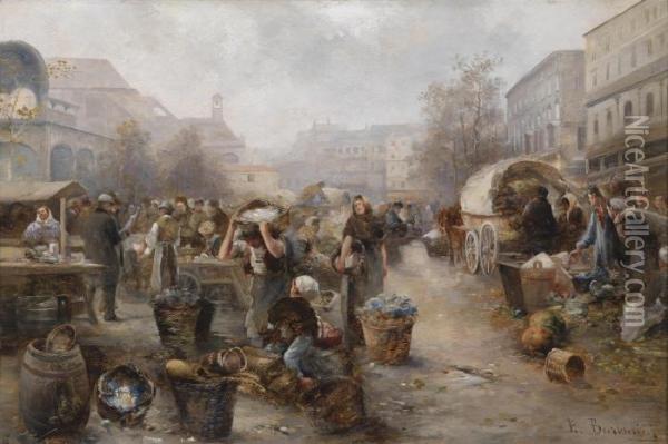 Market Day Inbratislava Oil Painting - Emil Barbarini