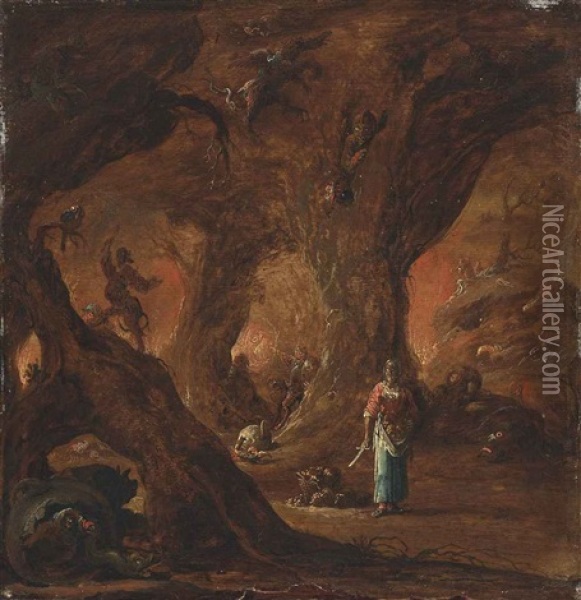 A Sorceress In A Wood Surrounded By Devils Oil Painting - Jan Jansz Buesem