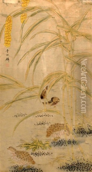 A Fine Chinese Painting Attributed To Li Gong Qi Oil Painting -  Li Gonglin