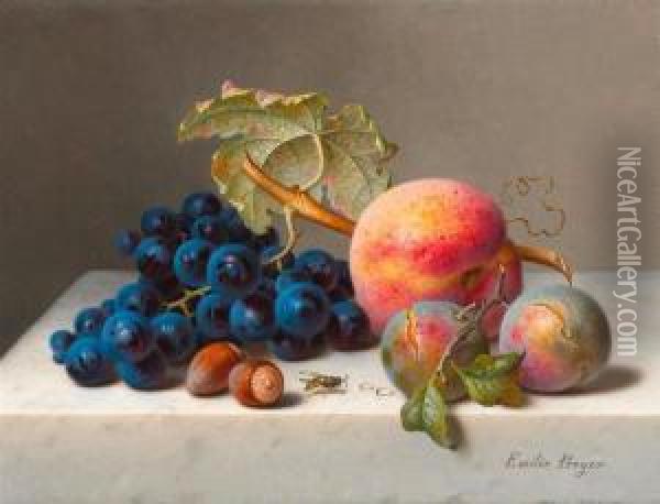 Still Life With Grapes. Oil Painting - Emilie Preyer