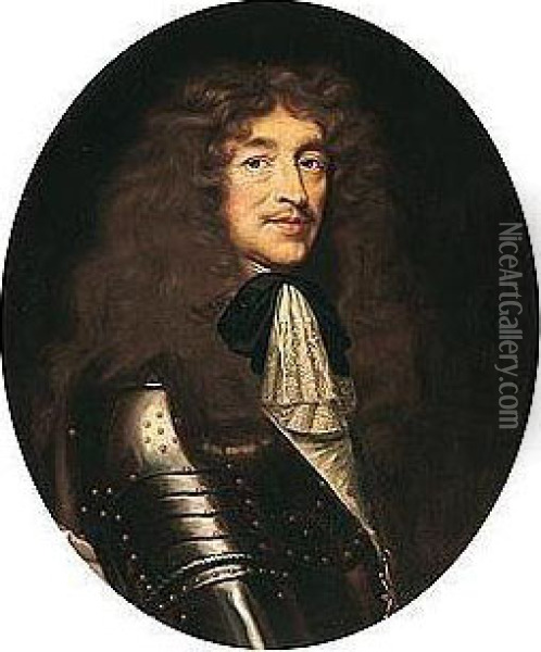 Portrait Of A Man, Half-length, Wearing Armour And The Badge Of The Order Of Saint Espirit Oil Painting - Laurent Fauchier