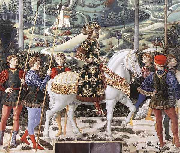 Procession of the Middle King (detail 1) 1459-60 Oil Painting - Benozzo di Lese di Sandro Gozzoli
