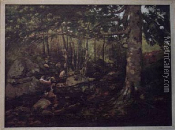 Woodland Landscape Oil Painting - John Noble Barlow