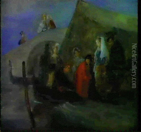 Scene Veneziana Oil Painting - Giuseppe Bernardino Bison