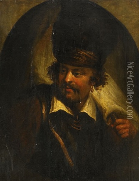 Portratt Av Orientalisk Man I Turban Oil Painting - Christian Wilhelm Ernst Dietrich