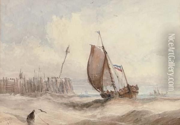 Running Out On The Tide Oil Painting - William Adolphu Knell