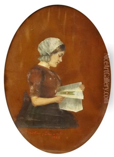 Reading Oil Painting - Nicolae Vermont