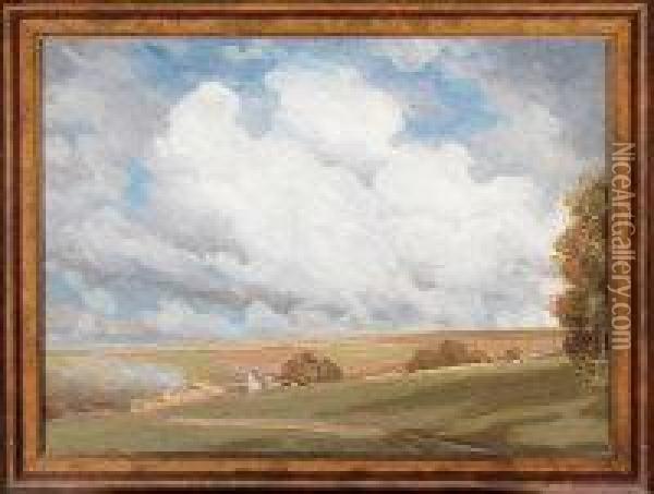 A Farm On The Wolds Oil Painting - Joseph Vickers De Ville