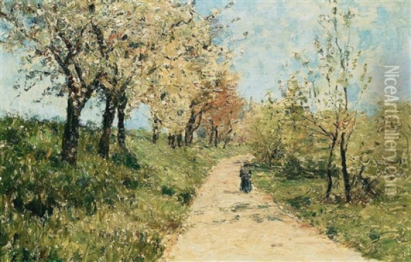 Spaziergang Unter Bluhenden Baumen Oil Painting - Rudolf Hoeckner