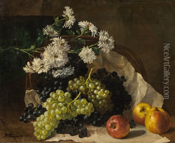 Autumn Still Life With Grapes Oil Painting - Hans Temple