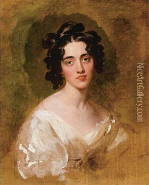 Portait Of Lady Georgina North (died 1835), Unfinished Oil Painting - Sir Thomas Lawrence