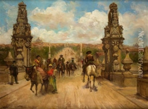 El Puente De Segovia Oil Painting - Emilio Poy Dalmau
