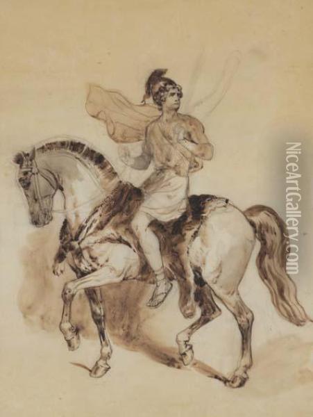 Romain A Cheval Oil Painting - Isidore Alexandre Augustin Pils