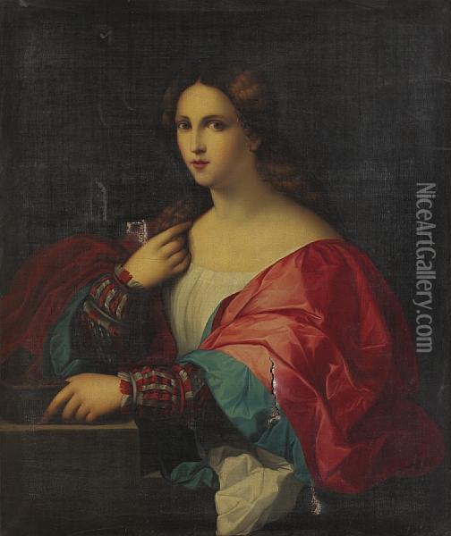 La Bella Oil Painting - Palma Vecchio (Jacopo Negretti)